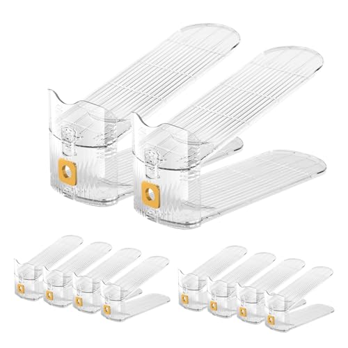 CiBiZi Shoe Slots Organizer Clear 10Pack Adjustable Shoe Stacker for Closet Organization Double Layer Shoe Rack Holder Space Saver Shoe Storage Organizer Zapatero Organizador - color: Clear, size: 10 Pack