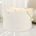 Large Blanket Basket (20"x13"), Woven Storage Basket for Dirty Clothes, Laundry, Living Room, Nursery, Bedroom - White - color: White