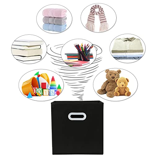 Fabric Cloth Storage Bins,Cube Organizer with Dual Handles Foldable Baskets for Home Bedroom,Set of 3, Black - color: Black, size: 3 Pack