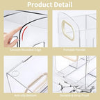 2pcs Mail Organizer File Sorters, Acrylic File Organizer with Pen Holder, Desk Clear Purse Handbag Storage Desktop Divider for Home Office Supplies 3 Sections
