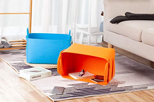 Minoisome Storage Basket Felt Storage Bin Collapsible& Convenient Box Organizer with Carry Handles for Office Bedroom Closet Babies Nursery Toys Laundry (Orange, 13.8inch（L）×9.5inch（W）×8.3inch（H）) - color: Orange, size: 13.8inch（L）×9.5inch（W）×8.3inch（H）