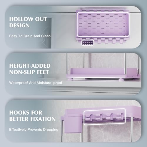 VERIFOST Under Sink Organizer - 2 Pack Adjustable Height, 2 Tier Organizers for Bathroom & Kitchen Sink, Purple - color: Purple