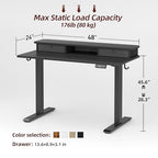 TIQLAB Standing Desk with Two Drawers, Stand Up Standing Desk Adjustable Height, Electric Sit Stand Table with Storage Shelf and Splice Board, 55 * 24 inch, Black - color: Black, size: 55*24 inch without keyboard tray