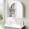 DreamDashio Arched Bathroom Cabinet Wall Mounted with Doors, Adjustable Shelves, Medicine Cabinet Over The Toilet, Wall Cabinet, Storage Cabinet for Bathroom, Laundry Room, Kitchen, White - size: 27.6"H x 23.6"W x 5.9"D