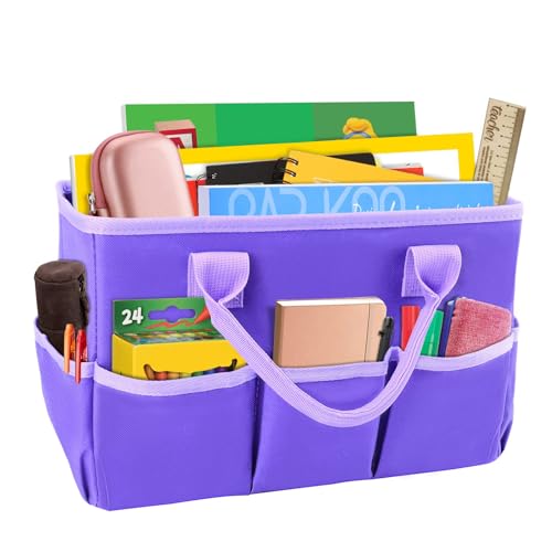 ZKOO Art Organizer Desktop Craft Storage Tote Bag for Crafts, Sewing, Paper, Art, Canvas, Supplies Storage Organization with Handles for Travel or Daily Use (Purple, Small) - color: Purple