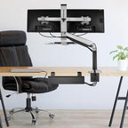 Mount-It! Under Desk Cable Management Tray – Clamp-On No-Drill Metal Cable Management Tray for Desk & Standing Desk, Wire & Cord Organizer for Power Strips, Glass Desks – 23.6” Black