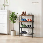 A-Shape Shoe Rack, 4-Tier Heavy-Duty Shoe Organizer with Wooden Top & Mesh Shelves, Space-Saving for Entryway, Bedroom, Hallway(25.28" H, Holds 8 Pairs, Rustic Brown) - size: 17.32" X 10.24" X 25.28"