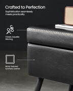 VASAGLE EKHO Collection - Storage Ottoman Bench, Entryway Bedroom Bench, 15 Gallons, Synthetic Leather with Stitching, Mid-Century Modern, Safety Hinges, Loads 660 lb, Ink Black ULOM074B01 - color: Ink Black, style: 15-Gallon Storage Bench
