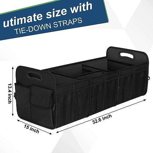 Femuar Large Capacity Trunk Organizer, Waterproof Car Accessory, Non-Slip, Foldable, Suitable for All Vehicles, Black - color: Black, size: Extra Large
