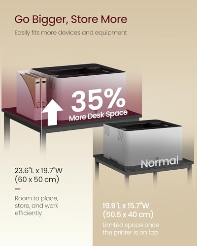 VASAGLE Printer Stand with Locking Wheels, Industrial Mobile Cart, Under Desk Printer Table for Home Office, 23.6 x 19.7 x 13.5 Inches, Storage Shelf, 2-Tier, Ebony Black - color: Ebony Black, size: 2 Tiers/Large