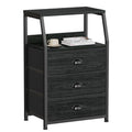 Furnulem Black Night Stand, Small Dresser for Bedroom, Nightstand with 3 Fabric Storage Drawers and 2-Tier Shelf, End Table Side Furniture for Closet, Hallway, Nursery, Sturdy Steel Frame, Wood Top - color: Black Oak, style: 3 Drawers