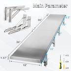 Concession Shelf Drop Down 18" x 72", Spliced Style Folding Concession Stand Shelf Commercial Grade Stainless Steel, Foldable Concession Shelves for Snack Bar, Food Cart, Movie Theater - size: 18" x 72"