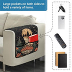 Frog Mushroom Star Print Armrest Covers for Sofa with Pockets Polyester Armchair Slipcover for Couch Easy to Clean Armrest Protectors Non-Slip Remote Controls Holder - color: Frog Mushroom Star
