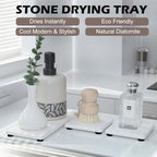 3PCS Stone Drying Tray, Stones Soap Trays, Water Absorbing Stone Tray for Sink, Fast Dry Diatomite Stones Mat, Used for Hand Soaps,Sponge,Toothbrush Holder in Bathroom Counter and Kitchen Sinks - color: 3pcs White 5stripes
