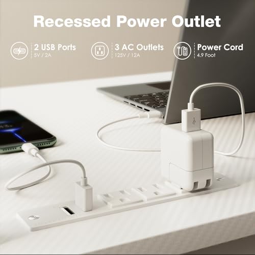 AODK 59 Inch Gaming Desk with USB Charging Ports & LED Light- Reversible Computer Desk with Storage Shelves & Monitor Stand, Modern Gamer Desk Table with Fabric Drawers, White - color: White, size: 59 inches
