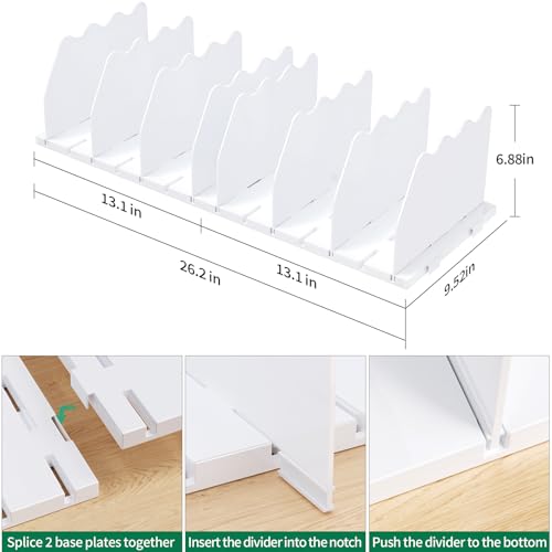 SPACEKEEPER Shelf Divider for Closet, Adjustable Purse Organizers Handbag Separators Storage Organizer Bookshelf Separator Dividers in Bedroom Office Kitchen Bathroom, White - color: White