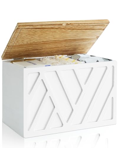 Tampon Holder for Bathroom Decor Feminine Product Organizer With Lid Shark Week Box Wooden Pad Girl Stuff Box (BLACK, lid) (1, WHITE) - color: White