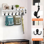 Coat Rack Wall Mount with Shelf, 27.5" Entryway Wall Hanging Shelf, Coat and Key Hanger with 10 Dual Hooks, Mail Organizer and Key Holder Hat Rack for Wall, Wood Coat Hooks with Storage - color: White