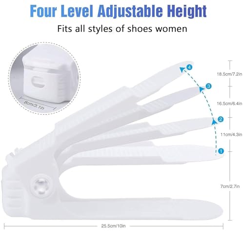 BIGLUFU Shoe Slots Organization - Adjustable Shoe Rack Storage Organizer - Double Deck Shoe Stacker Space Savers - For Shelf Closet Floor (white-20 Pack)