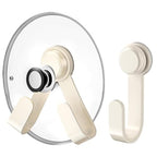 2 Pack Pot Lid Holder - Adjustable Wall-Mounted Pot Lid Organizer for cabinet with Suction Cup, Heavy Duty Multifunctional Hooks for Cutting Board, Pan (White)