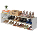 Cidaziya 47.2 Inch Long White Shoe Rack, Stackable Shoe Shelf Organizer for 15-18 Pairs of Shoes, 2 Tier Shoe Storage Organizer for Living Room, Bedroom, Closet, Entryway, Hallway, Garage - size: 1 Pack (47.2" Long)