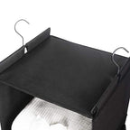 MAX Houser 4-Shelf Hanging Closet Organizer, Space Saver, Cloth Hanging Shelves with 2 Side Pockets, Foldable (Black) - color: Black-1