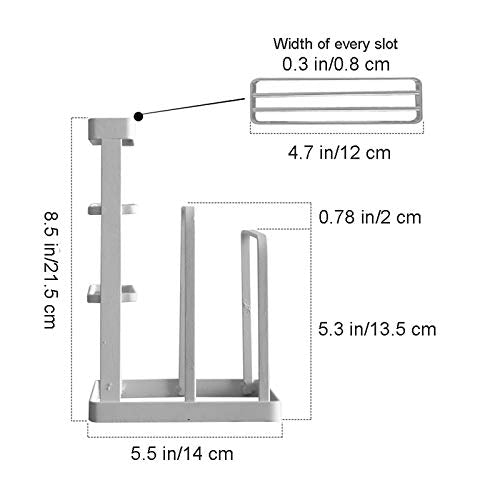 VANRA Metal Knife Block Without Knives, Multifunctional Knife Holder with 2 Layers Cutting Board Rack Dish Rack, Kitchen Storage Organizer,White - color: White, size: 4.7"L X 5.5"W X 8.5"H - Without Draining Tray