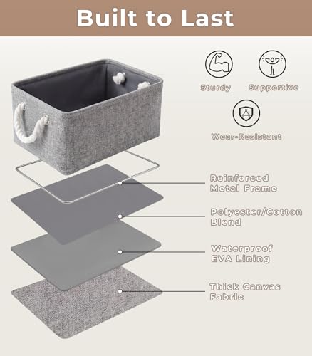 TheWarmHome Storage Bins for Shelves - 11.8x7.9x5.2 inch Grey Small Storage Baskets for Organizing, Fabric Storage Cubes Closet Organizer for Home Nursery Gift Decorative (Gray) - color: Grey, size: Small -11.8Lx7.9Wx5.2H