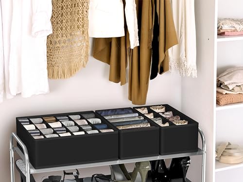 Simple Houseware Closet Underwear Organizer Drawer Divider Assorted 7 Pieces, Black - color: Black, size: 7 Pack