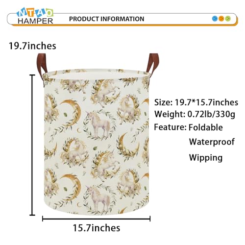 Lindo Dreamy Unicorn Laundry Hamper,Laundry Basket,Baby Nursery Hamper,Waterproof Storage Bin,Clothes Organizer Basket,Room Decor(Moonlight Unicorn） - color: Moonlight Unicorn