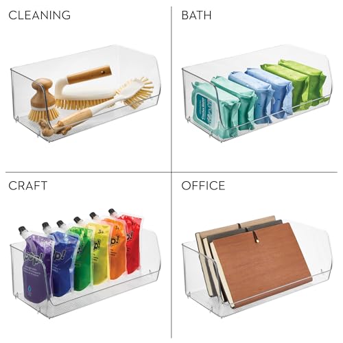 iDesign Stackable Open-Front Storage Bins for Kitchen and Pantry Organization - Set of 3 - Clear - style: Pack of 3