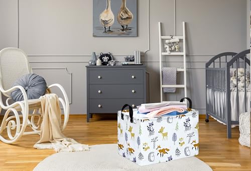 Baby Hamper Girls Storage Basket Collapsible Canvas Women Organizer Bin Gift Shelf Baskets for Home and Outdoor Room Decor - color: animal