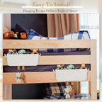 Nitial 2 Pcs Bunk Bed Shelf Hanging Storage Bedside Organizer with Hooks Multi Pockets Plastic Bedside Caddy for Dorm Bed Phone Glasses Rv Loft Bathroom Camper Handrail Book Accessories (White)