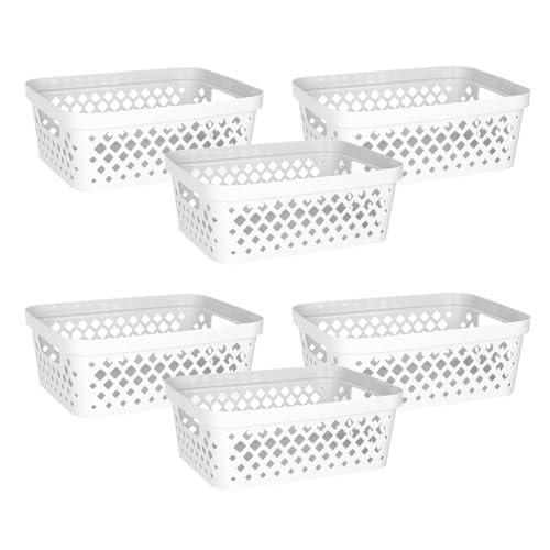 Glad Plastic Storage Basket Set, Value Pack of 6 | Open Storage Bins for Shelves, Bathroom, Pantry, Closet | Nesting Organizer Boxes with Handles, 2 Gallon, White - color: White, size: 2 Gallon
