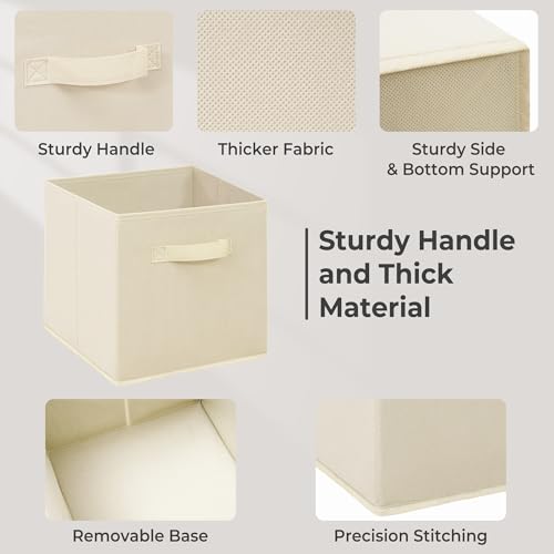 11x11 Inch Storage Bins Cubes, Fabric Foldable Storage Box, Collapsible Closet Organizer for Clothes, Blankets, Office, Bedroom, Living Room, Shelf Cabinet, Bookcase, Beige, 9 Pack - color: Beige, size: 9 PACK
