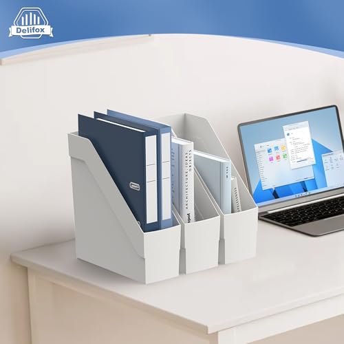 Delifox 3 Pack Magazine Rack, Plastic File Folder Bin Organizer, Gray - color: 3Pack-Gray