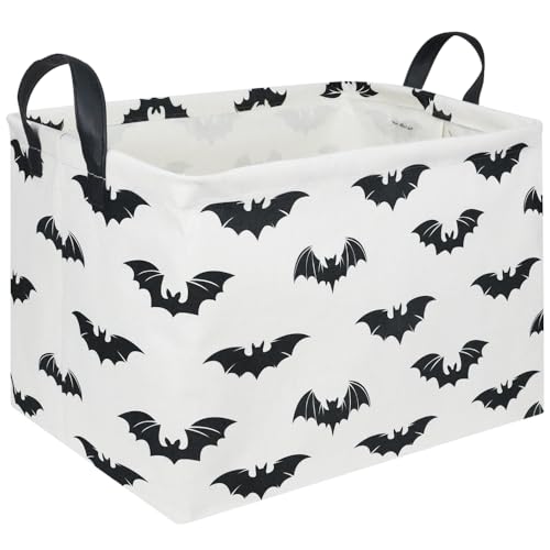 Halloween Batman Basket,Collapsible waterproof storage basket,Batman toy decor,Cute toy storage box Empty for kids,Organizer Containers for Kids Toys,bat room decor(Black bats) - color: Black bats
