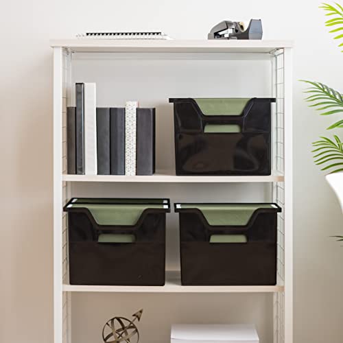 IRIS USA Medium Portable Desktop File Box with Open Lid, 6 Pack, Side Handles, Tabs & Inserts, Hanging File Folders, Letter-Size File Magazine Newspaper Mail Document Notebook, Black - style: Black M - 6 Pack