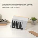 Mail Organizer, Stylish Mail Holder, Iron Letter Holder for Desk with Open Design, Functional Envelope Organizer for Bills, Letters, Papers, 5.91 x 2.17 x 3.74in, Black