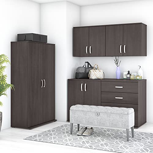 Bush Business Furniture Universal 5 Piece Modular Closet Storage Set with Floor and Wall Cabinets in Storm Gray - color: Storm Gray