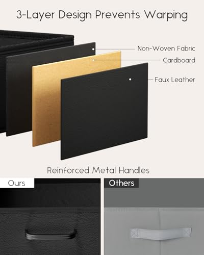 Homsorout Stackable Storage Drawers - 2 Tier Closet Organizer with Metal Handles, Fabric Dresser with Collapsible Bins for Bedroom, Dorm, Office, Black, 2 Pack - color: Black, size: 15.7 Inch. - 2 Pack