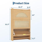 Patikuin Narrow Rattan Shoe Cabinet, 3 Semi-Circular Flip Doors Freestanding Shoe Storage Organizer, MDF Wooden Hidden Slim Shoe Rack for Entryway, Hallway, Foyer, Living Room - size: 3 Flip Drawers