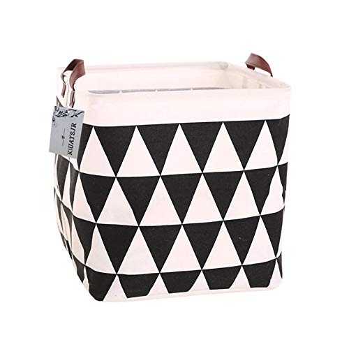 Square Canvas Toy Storage Bins Basket with Handle Collapsible Toy Organizer for Nursery Storage, Kid's Toy & Laundry, Gift Basket (Black Triangle) - color: Black Triangle
