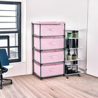 Juvale 4-Tier Dresser for Bedroom - 16.5 x 13 x 33 in, Pink, Modern - Closet Dresser with 4 Fabric Drawers for Clothes & Bedroom Storage - color: Pink