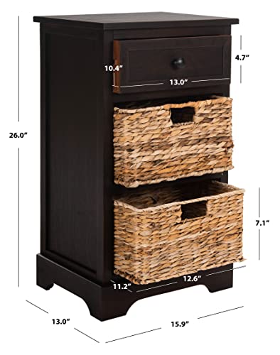 SAFAVIEH Home Collection Carrie Brown/ Natural Wicker 3-Drawer Storage Nightstand Side Table (Fully Assembled) - color: Brown
