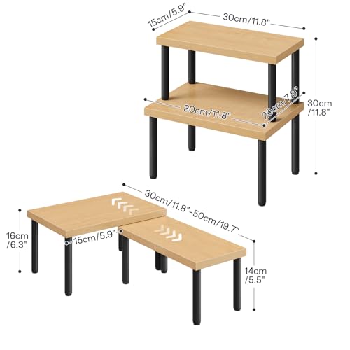 HOOBRO Cabinet Organizer Shelf, kitchen countertop organizer, Kitchen Storage, Spice Rack for cabinet, Stackable, Expandable, for Countertop,kitchen,cabinet, Black and Natural BN15TL01 - color: Natural+ Black