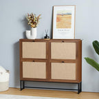 Shoe Cabinet, Shoe Storage Cabinet with 4 Flip Drawers, Freestanding Shoe Organizer Shoe Rack for Entryway, Hallway, Living Room (Walnut - 4 Tiers) - color: Walnut - 4 Tiers