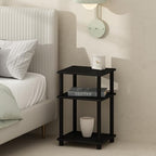 Furinno Just 3-Tier Turn-N-Tube Open Storage Nightstand, 1-Pack, Plastic Poles, Americano/Black - color: Americano/Black, size: 1-Pack, style: 1-Pack