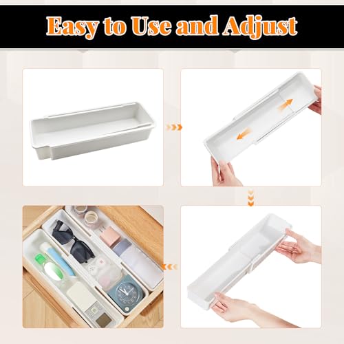 Expandable Drawer Organizer for Deep Kitchen Drawers, Adjustable Sliding Tray for Kitchen Utensils, Cooking Tools and Small Accessories