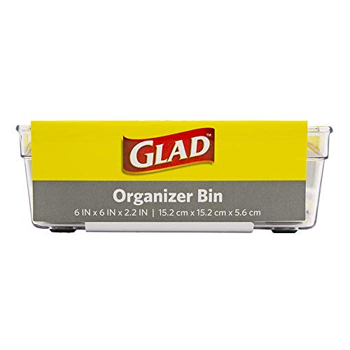 Glad Clear Plastic Organizer Bin – 6” x 6” x 2.2” Drawer Storage Tray with Non-Slip Feet, Clear - size: 6x6 (Pack of 1)